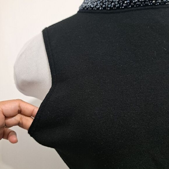 Milly Embellished Collar Iconic Shilloute Sheath Knee Length Dress Black Medium - Picture 15 of 16